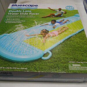 NIB BLUESCAPE DOUBLE LANE WATER SLIDE RACER AGES 5-12 18 FEET LONG w/ REPAIR PAT